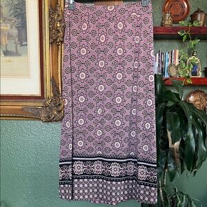 Kim Rogers Pink and Black Patterned A-Line Skirt